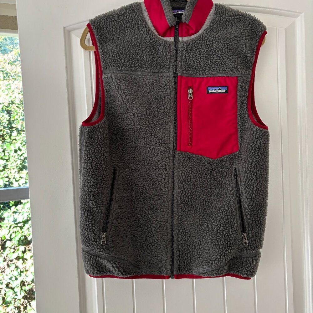 Grey and Red Women's Classic Retro-X® Fleece Vest, Size Small